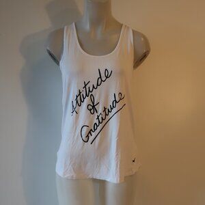 NWT Womens WordsCount "Attitude Of Gratitude" White Tank Top M